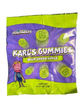 Mr Beast Feastables Green Apple Karl's Sour Gummies Candy Bag, 100 G